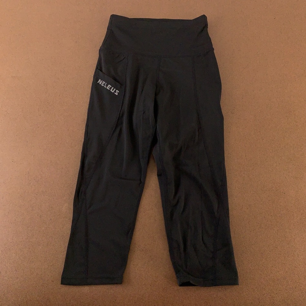 NELEUS Women's US Small Black High Rise Tummy Control Pocketed Capri Legging New
